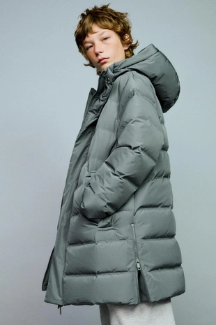 Купить Zara Длинный пуховик с пером и пухом WATER REPELLENT