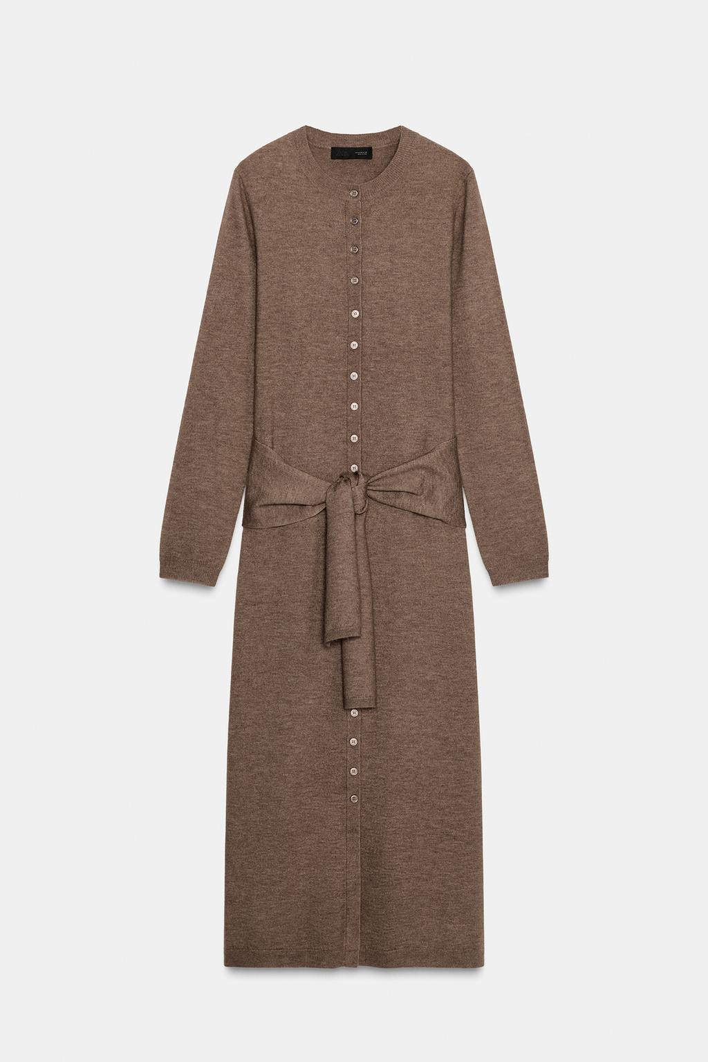 ТРИКОТАЖНОЕ ПЛАТЬЕ МИДИ С ПОЯСОМ