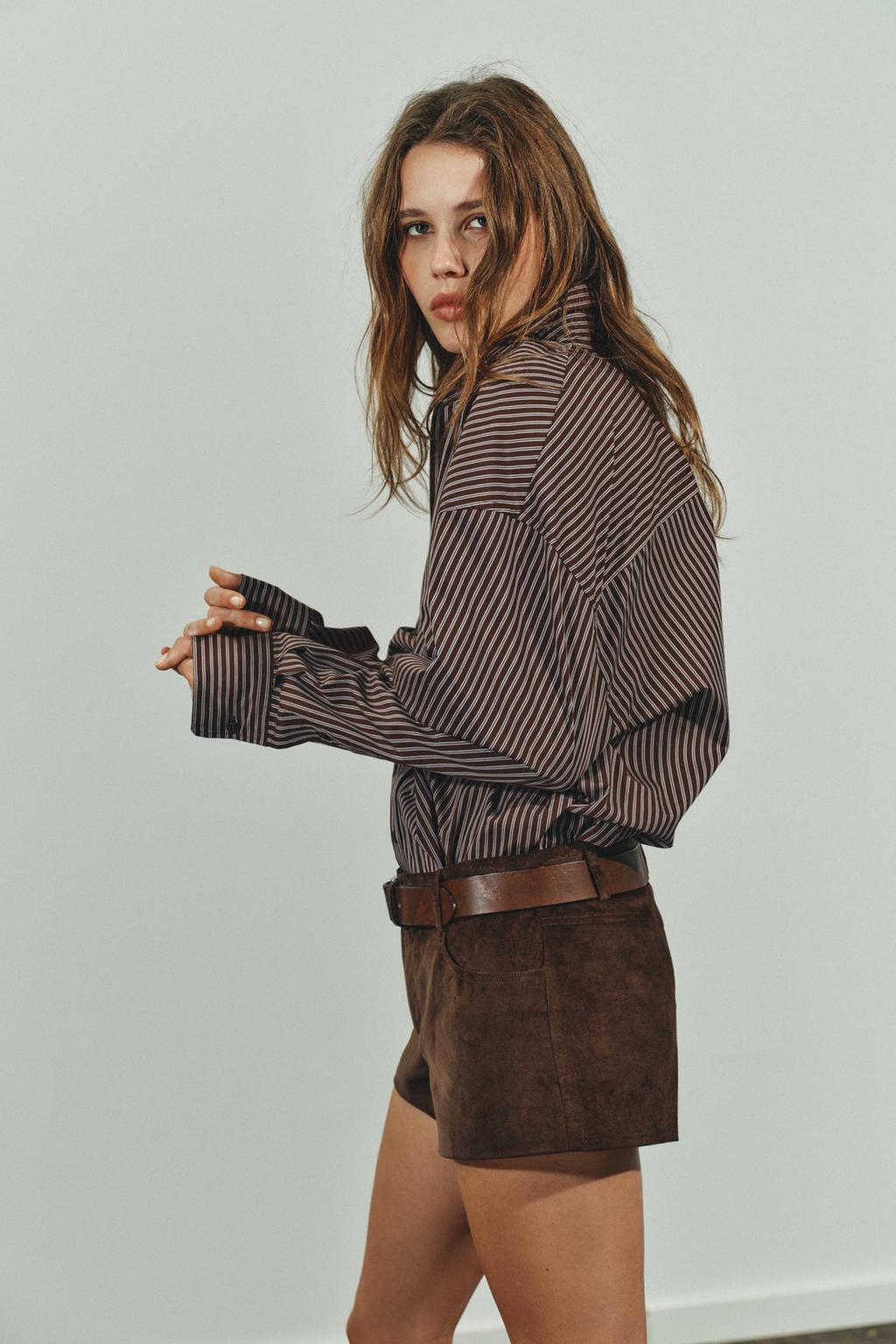 РУБАШКА OVERSIZE ИЗ ПОПЛИНА В ПОЛОСКУ