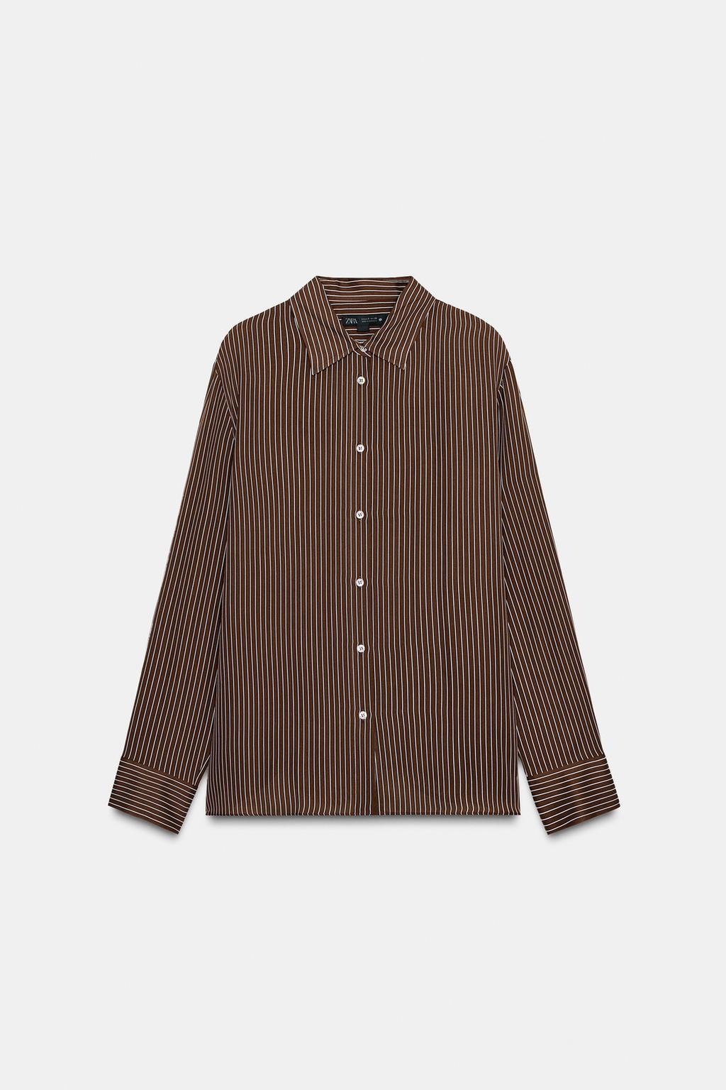 РУБАШКА OVERSIZE ИЗ ПОПЛИНА В ПОЛОСКУ