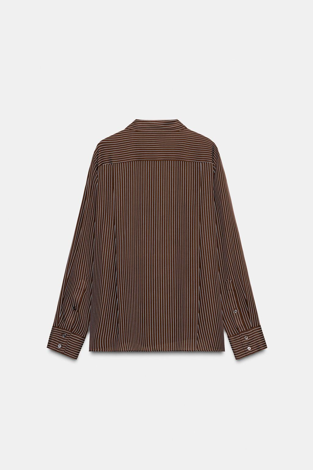 РУБАШКА OVERSIZE ИЗ ПОПЛИНА В ПОЛОСКУ