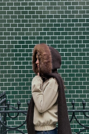 Купить Zara Капюшон-шарф из искусственного меха