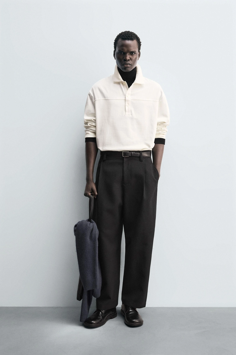 Рубашка поло прямого кроя с текстурой