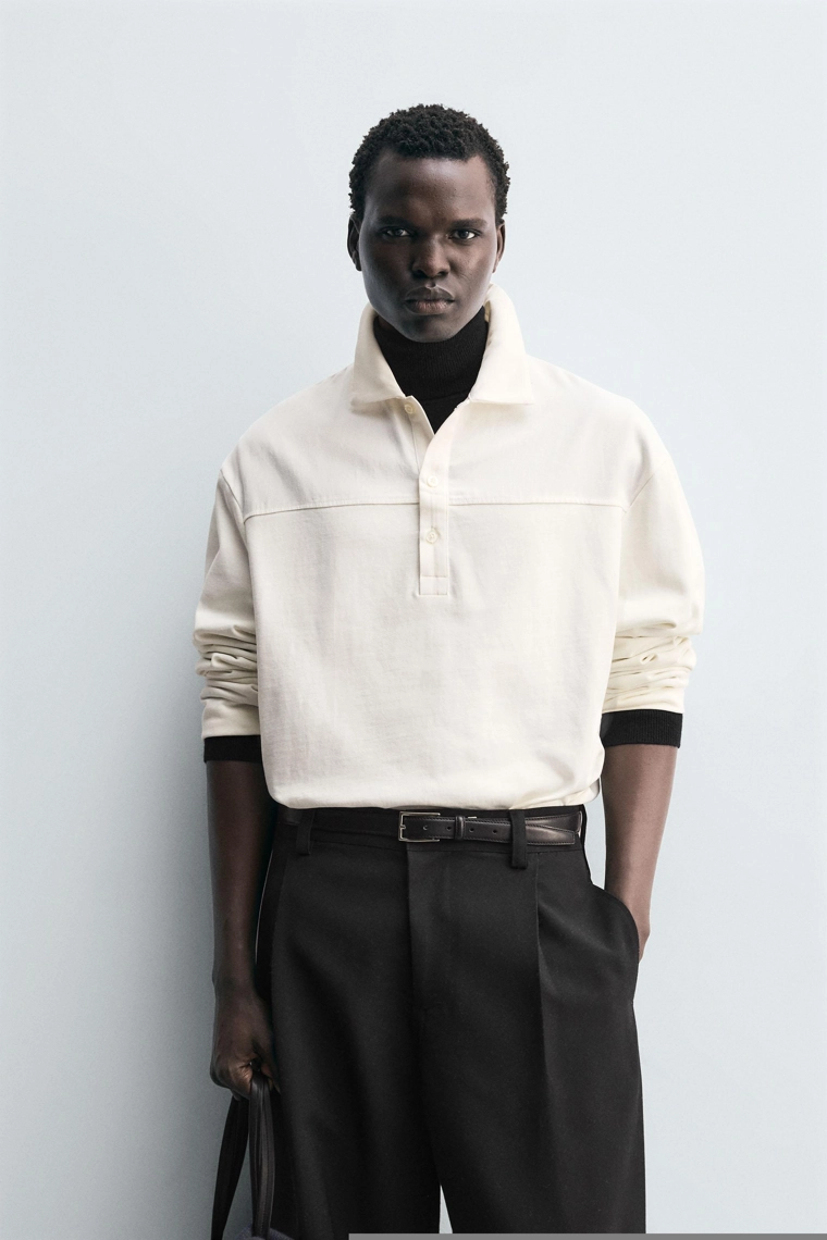 Рубашка поло прямого кроя с текстурой