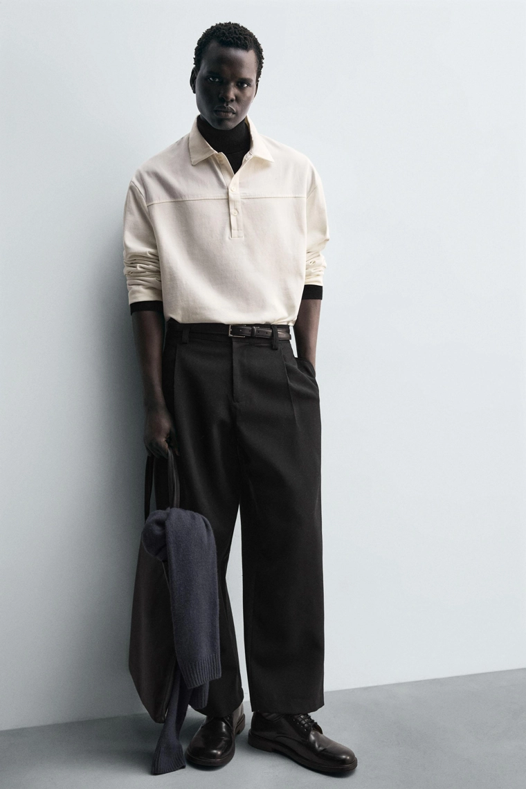 Рубашка поло прямого кроя с текстурой