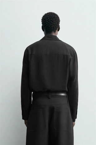 Black | 7545/167/800 - Zara Рубашка-поло струящегося покроя