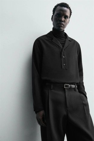 Рубашка-поло струящегося покроя- Заказать в России