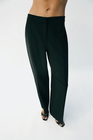Black | 9350/590/800 - Zara Брюки прямого кроя с высокой посадкой