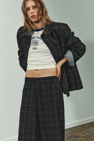 Купить Zara Брюки в клетку с высокой посадкой