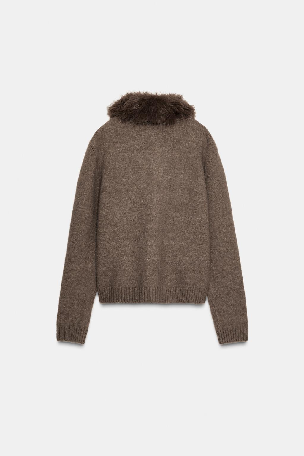 ВЯЗАНЫЙ ЖАКЕТ С ЛАЦКАНАМИ И ЭФФЕКТОМ МЕХА