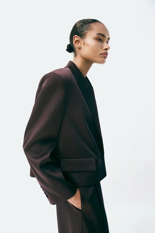 Двубортный атласный блейзер- Заказать в России