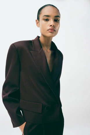 Двубортный атласный блейзер- Заказать в России