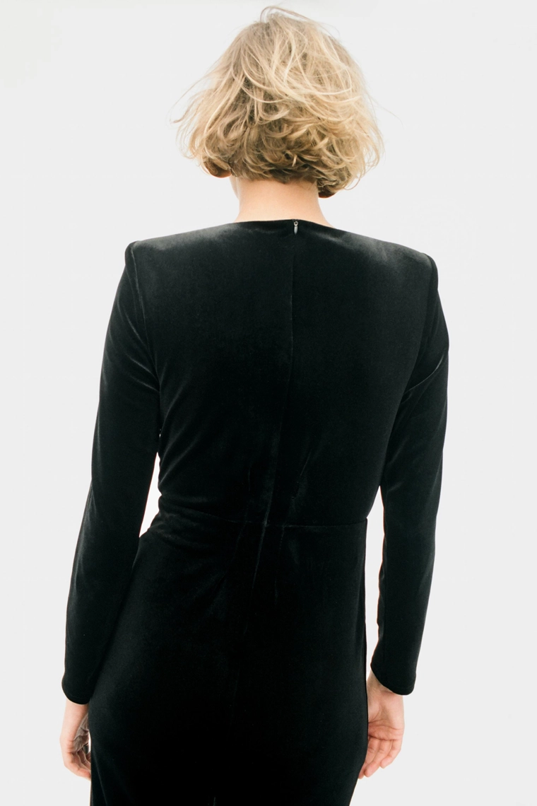 Сияющее бархатное платье-миди с аппликациями