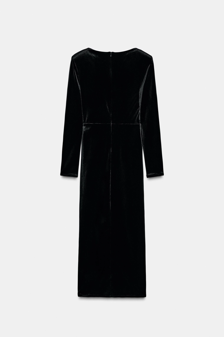 Сияющее бархатное платье-миди с аппликациями