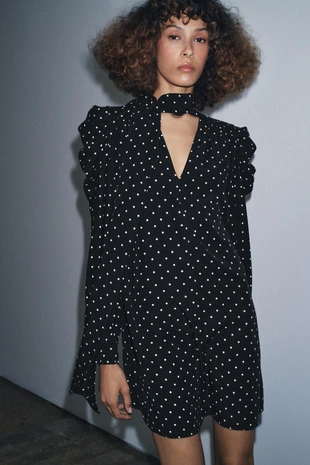 Купить Zara Платье в горошек с платком — ZW COLLECTION