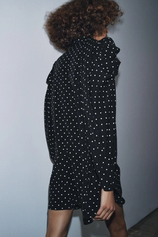 Black | 9261/122/800 - Zara Платье в горошек с платком — ZW COLLECTION