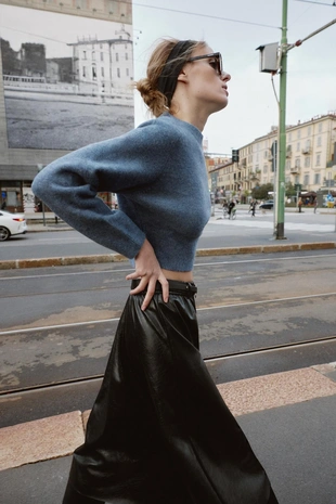 Mid-blue | 5536/155/427 - Zara Мягкий трикотажный свитер