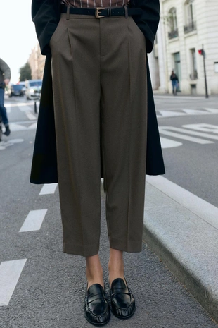 Купить Zara Брюки с защипами и ремнем