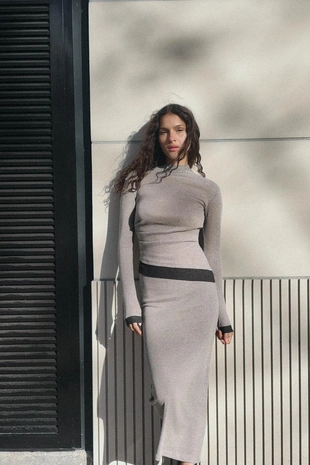 Длинное платье с двойным эффектом- Заказать в России