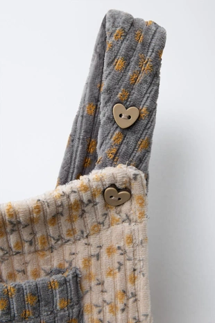 camel | 2878/510/707 - Zara Длинный вельветовый комбинезон с цветочным принтом