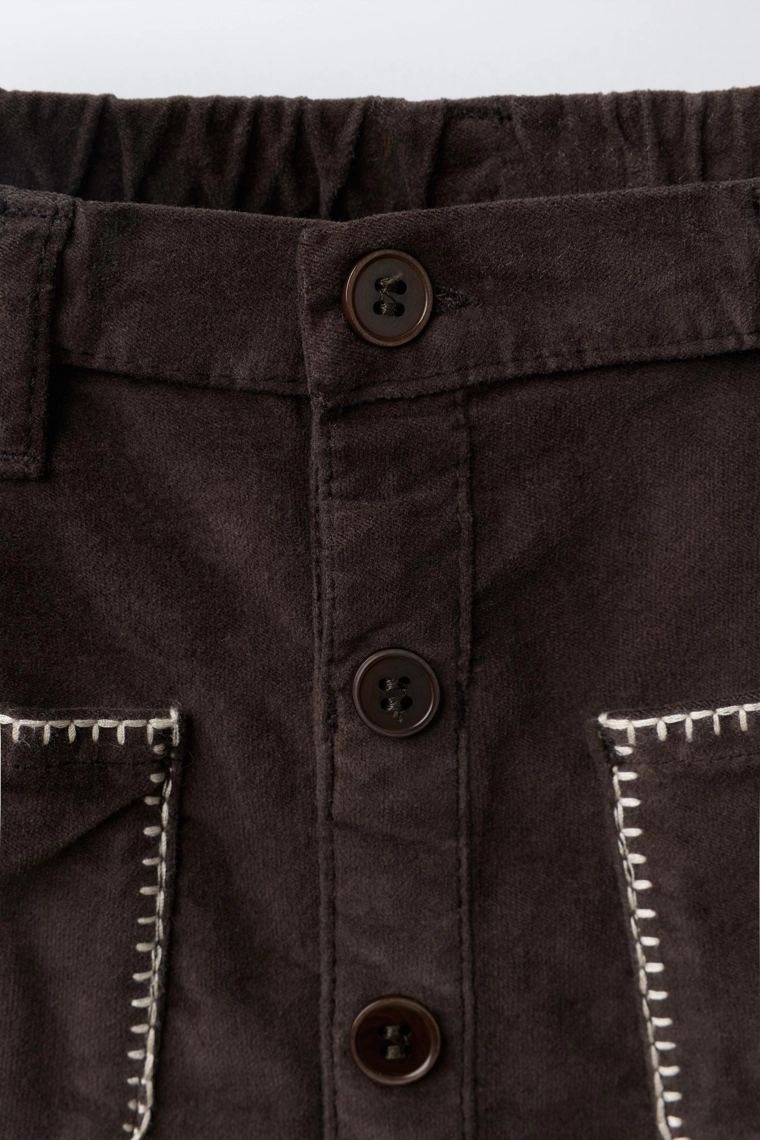 Вельветовая юбка zara с карманами и отделкой