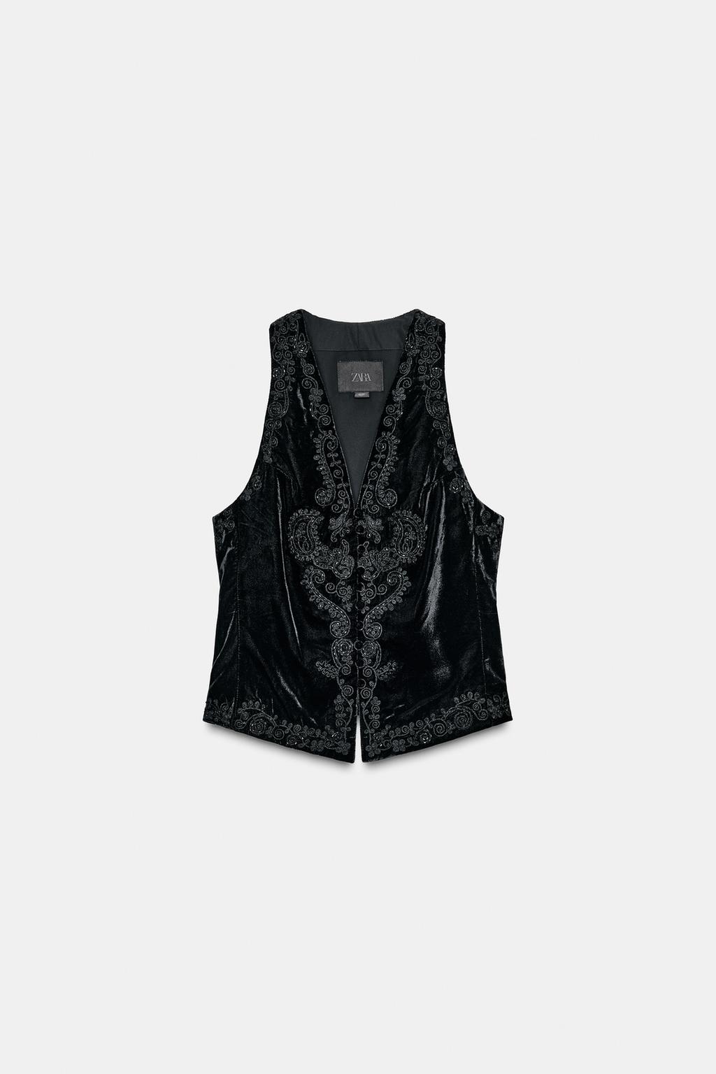 ЖИЛЕТ ИЗ БАРХАТА С ВЫШИВКОЙ — ZW COLLECTION LIMITED EDITION