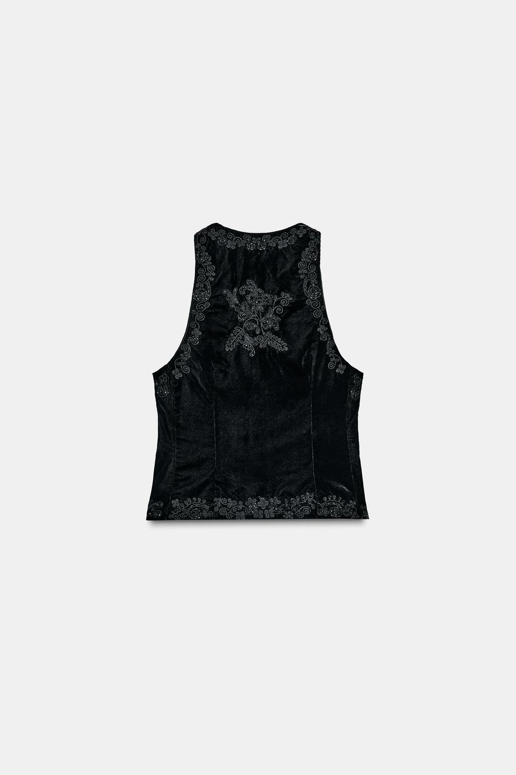 ЖИЛЕТ ИЗ БАРХАТА С ВЫШИВКОЙ — ZW COLLECTION LIMITED EDITION