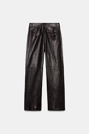 Brown | 4387/285/700 - Zara Брюки прямого кроя из искусственной кожи