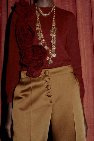 Caramel | 8754/897/732 - Zara Атласные широкие брюки