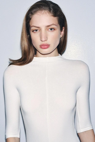 Боди в деревенском стиле с высоким воротником