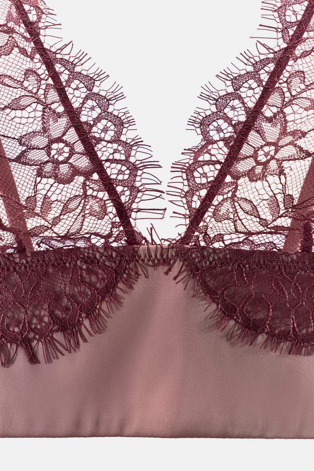 ТРЕУГОЛЬНЫЙ БРАЛЕТТ С КОНТРАСТНЫМ КРУЖЕВОМ