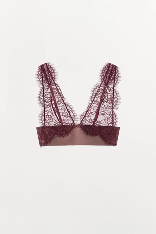 Треугольный бралетт с контрастным кружевом- Заказать в России
