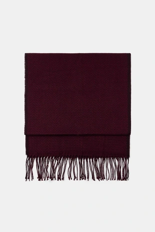 Шарф с узором «ёлочка» и бахромой- Заказать в России