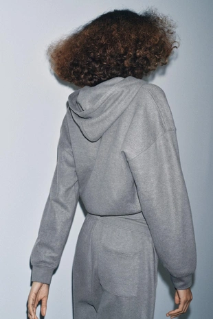 Mid-grey | 3253/836/809 - Zara Мягкое худи в рубчик