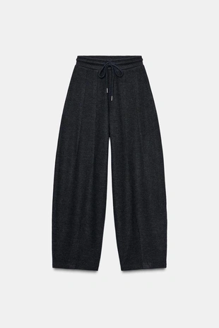 Dark grey | 3253/845/922 - Zara Брюки BALLOON из мягкой ткани в рубчик