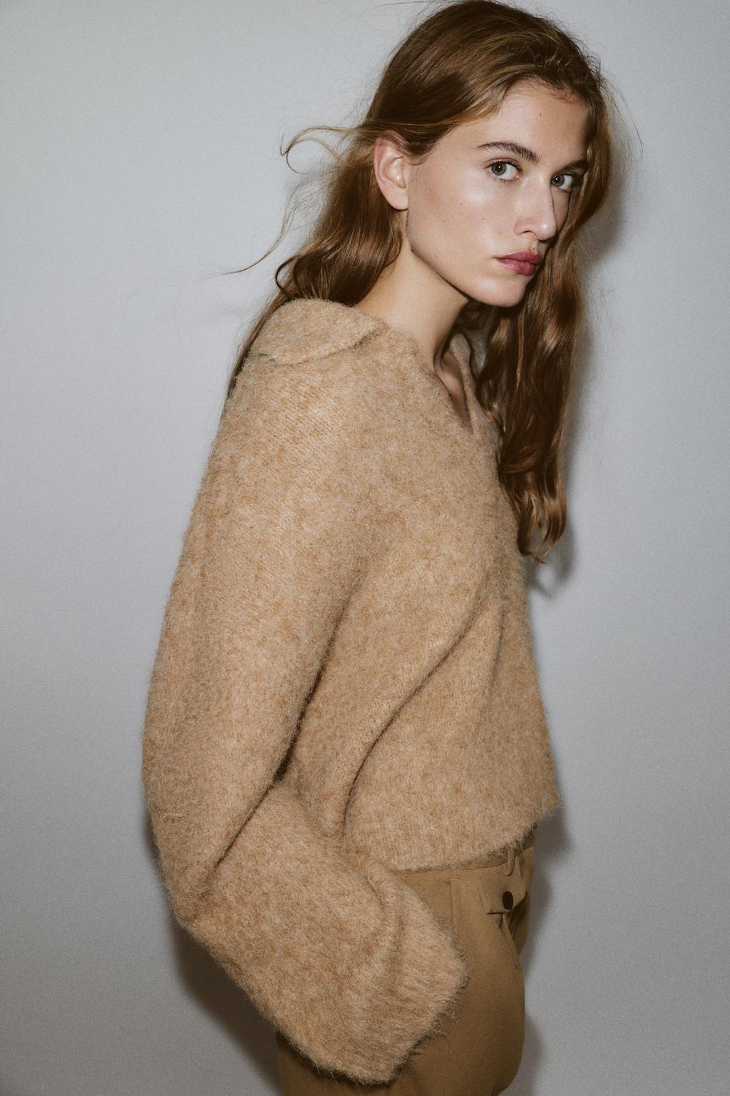 СВИТЕР ПОЛО ИЗ ВОРСИСТОГО ТРИКОТАЖА