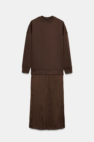 Комбинированное атласное платье- Заказать в России