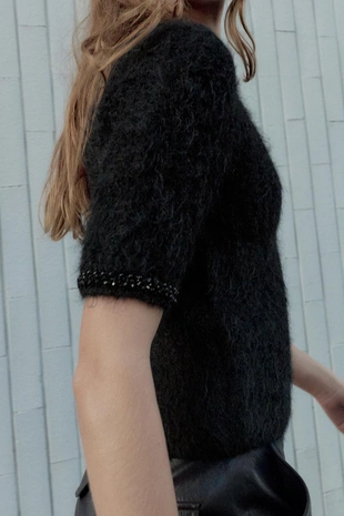 Купить Zara Трикотажный топ со стразами