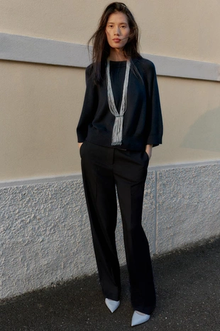 Navy blue | 2142/213/401 - Zara Джемпер из трикотажа с широкими рукавами