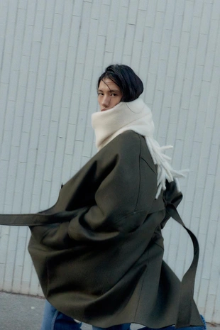 Ecru | 3739/267/712 - Zara Однотонный шарф с бахромой