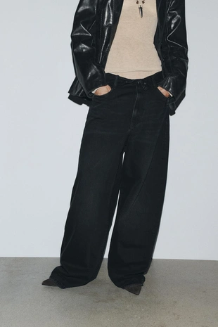 Купить Zara Джинсы TRF со средней посадкой и отворотом на поясе