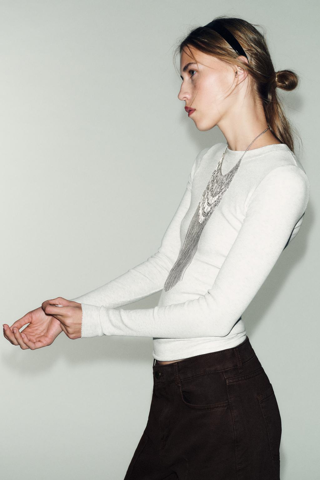 ФУТБОЛКА В РУБЧИК С ДЛИННЫМИ РУКАВАМИ