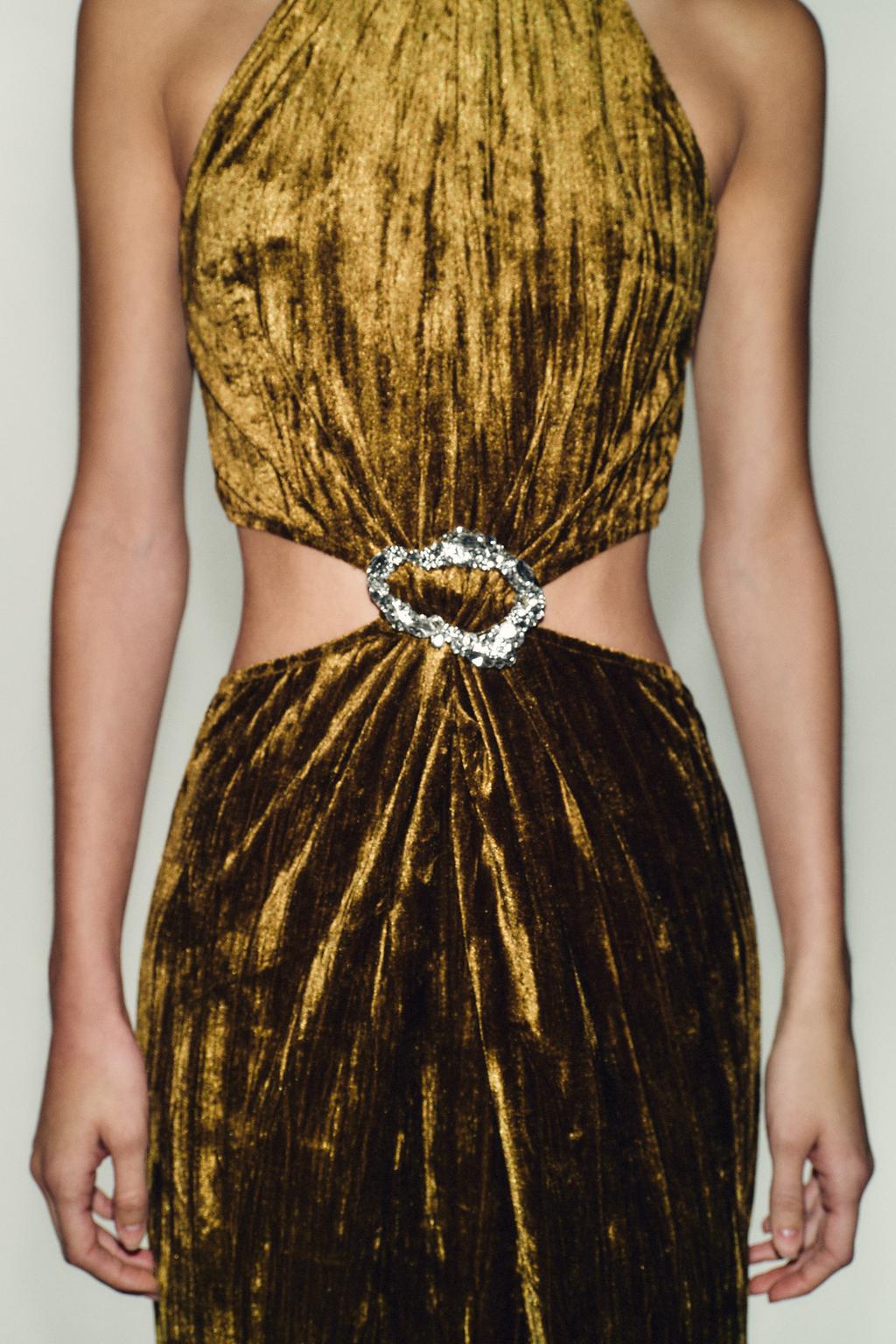 ПЛАТЬЕ МИДИ С ВЫРЕЗАМИ И СТРАЗАМИ