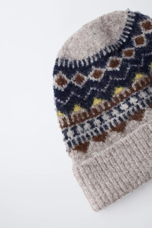 Grey / Blue | 5536/423/055 - Zara Жаккардовая трикотажная шапка