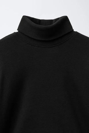 Black | 3402/660/800 - Zara Футболка с воротником-стойкой и вышивкой