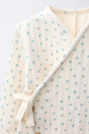 Ecru | 5767/613/712 - Zara Стеганый комбинезон с цветочным принтом