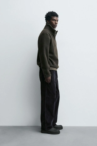 Толстовка с воротником на молнии и структурой- Заказать в России