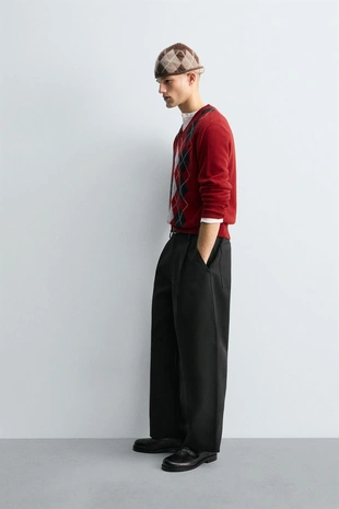 Свитер 100% шерсть жаккард «ромбы»- Заказать в России