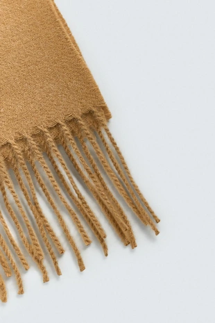 Beige | 3920/972/450 - Zara Узкий шарф с бахромой