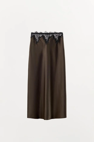 Атласная юбка с кружевом- Заказать в России